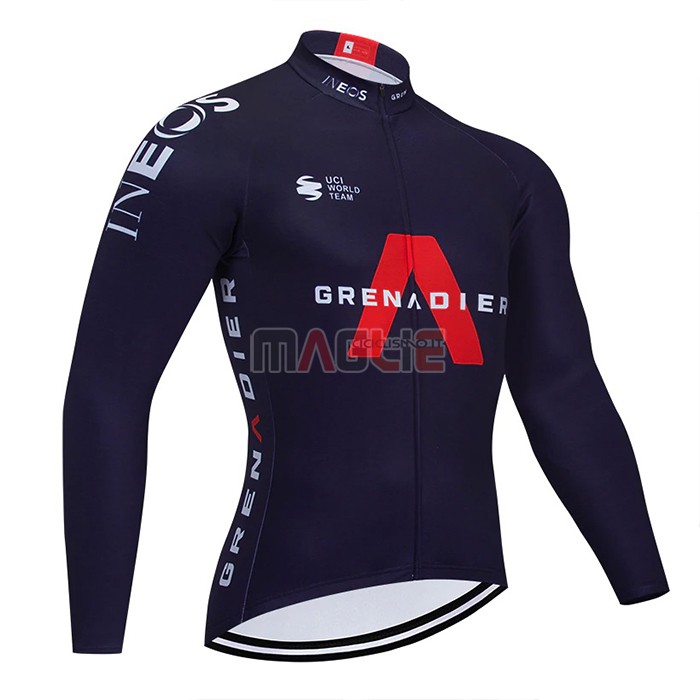 Maglia Ineos Grenadiers Manica Lunga 2021 Spento Blu